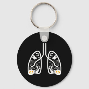 Retro Respiratory Therapist Rt Lung Ghost Pumpkin Key Ring