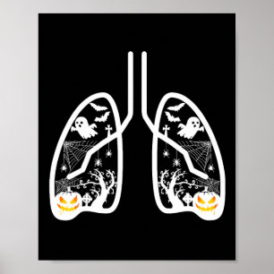 Retro Respiratory Therapist Rt Lung Ghost Pumpkin Poster