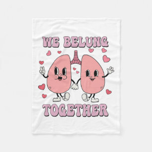 Retro Respiratory Therapist Rt Valentine We Belung Fleece Blanket
