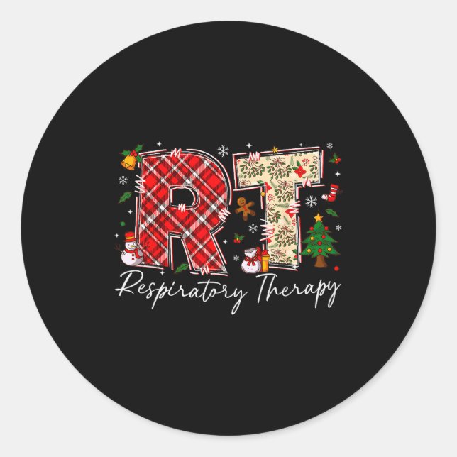 Retro Resratory Therapy Rt Santa Christmas Therapy Classic Round Sticker (Front)