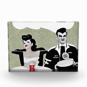 Retro Restaurant Waiter Photo Block