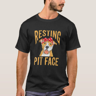 Retro Resting Pit Face Funny Pitbull Dog Pet Puppy T-Shirt