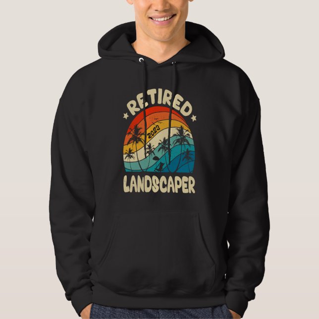 Retro Retired Landscaper Vintage Retirement Worked Hoodie (Front)