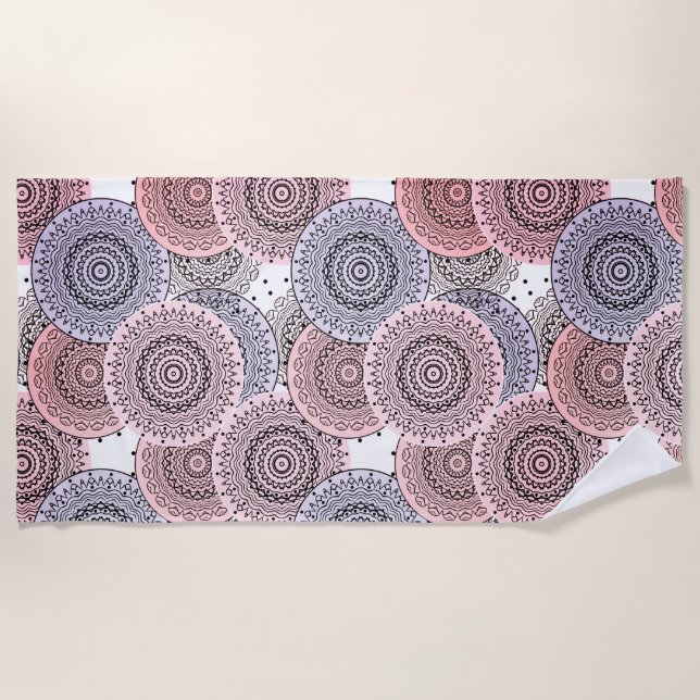 Retro, retro pattern, beige , grey  elegant beach towel (Front)
