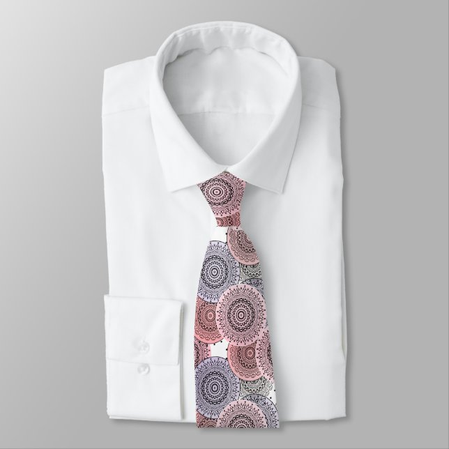 Retro, retro pattern, beige , grey  elegant tie (Tied)