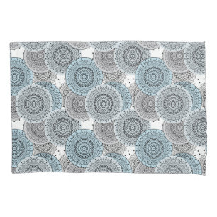 Retro, retro pattern, blue and gray,  elegant pillowcase