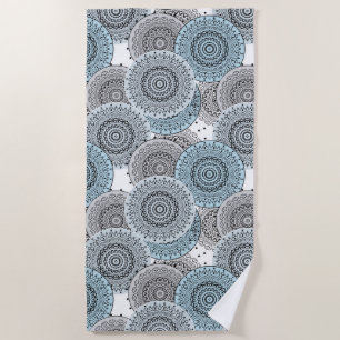 Retro, retro pattern, blue and grey, elegant beach towel