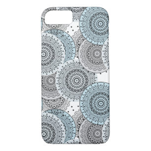 Retro, retro pattern, blue and grey, elegant iPhone 8/7 case