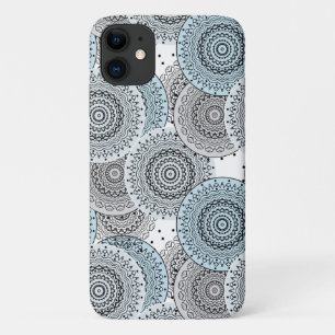 Retro, retro pattern, blue and grey,  elegant iPhone 11 case