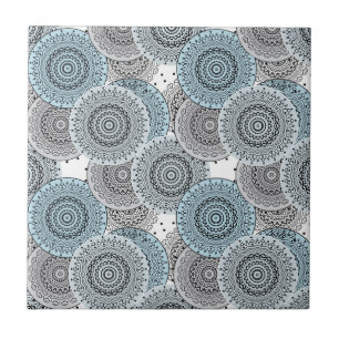 Retro, retro pattern, blue and grey,  elegant ceramic tile