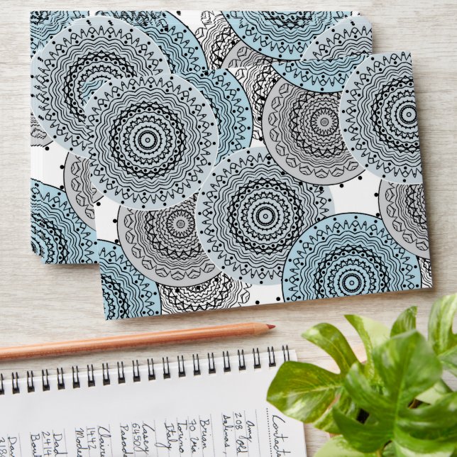 Retro, retro pattern, blue and grey,  elegant envelope (Stacked)