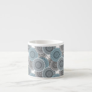 Retro, retro pattern, blue and grey, elegant espresso cup