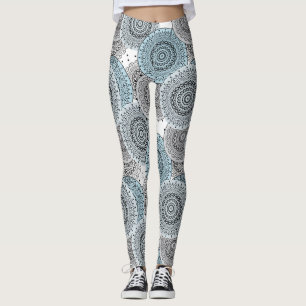 Retro, retro pattern, blue and grey,  elegant leggings