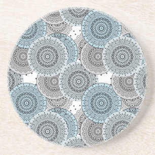 Retro, retro pattern, blue and grey,  elegant, ma coaster