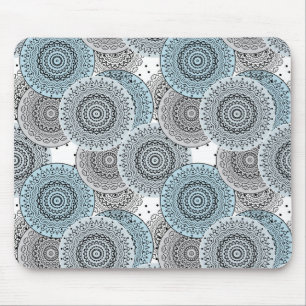 Retro, retro pattern, blue and grey, elegant mouse pad
