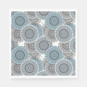 Retro, retro pattern, blue and grey,  elegant napkin