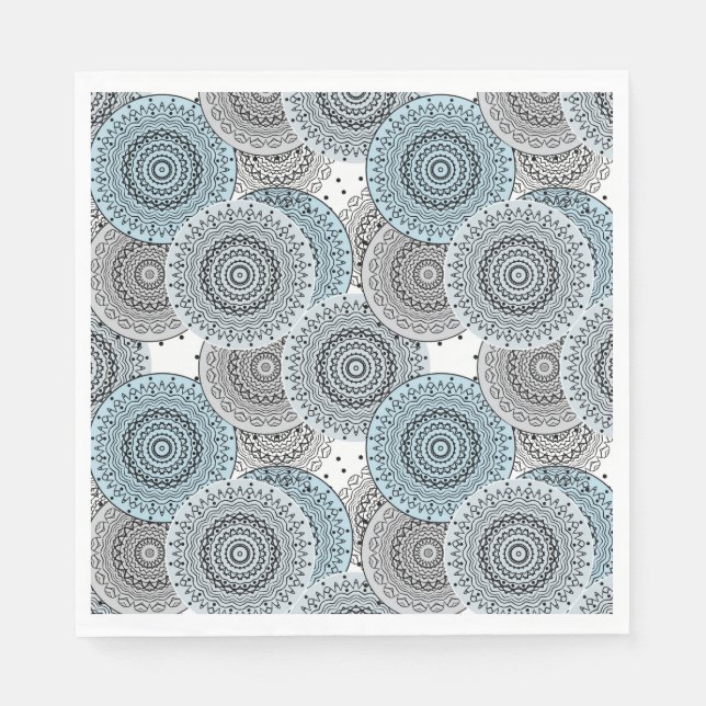 Retro, retro pattern, blue and grey,  elegant napkin (Front)