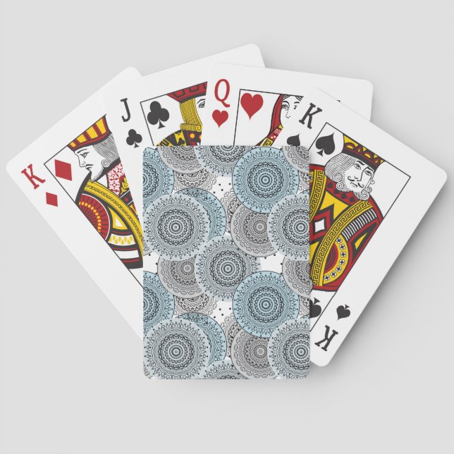 Retro, retro pattern, blue and grey,  elegant playing cards (Back)