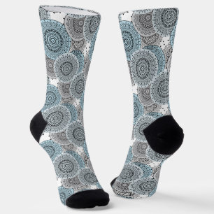 Retro, retro pattern, blue and grey, elegant socks