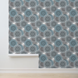 Retro, retro pattern, blue and grey,  elegant wallpaper