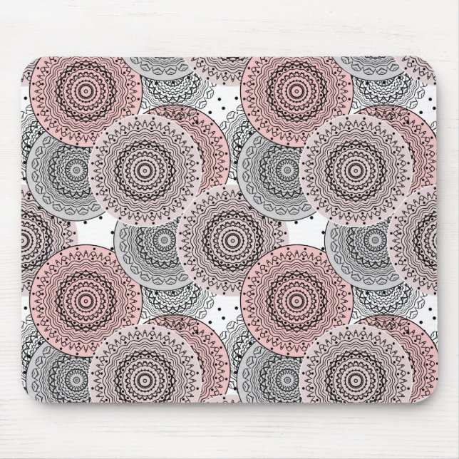 Retro, retro pattern, blue and pink,  elegant mouse pad (Front)
