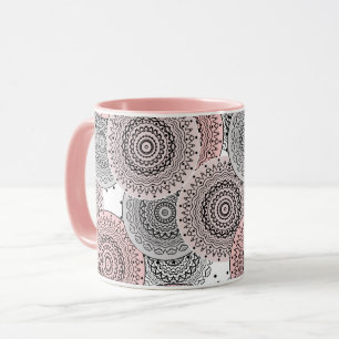 Retro, retro pattern, blue and pink,  elegant mug