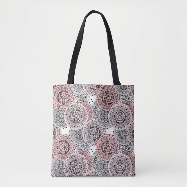 Retro, retro pattern, blue and pink,  elegant tote bag (Front)