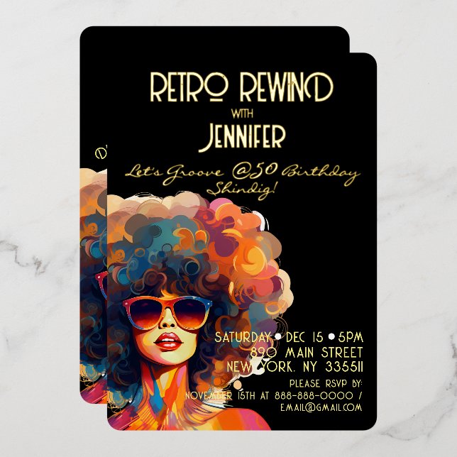 Retro Rewind 50th Birthday Shindig Party (Front/Back)
