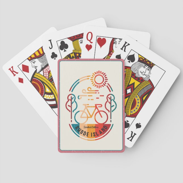 Retro Rhode Islands Bike Trail. Playing Cards (Back)