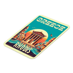 Retro Rhodes City - Greece holiday trip gifts Magnet