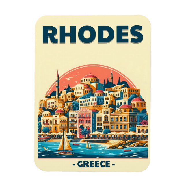 Retro Rhodes City - Greece holiday trip gifts Magnet (Vertical)