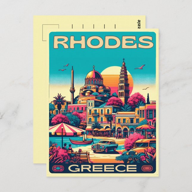 Retro Rhodes City - Greece holiday trip gifts Postcard (Front/Back)