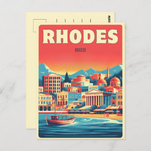 Retro Rhodes City - Greece holiday trip gifts Postcard