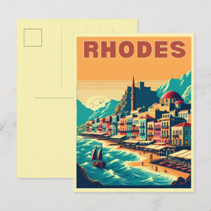 Retro Rhodes City - Greece holiday trip gifts Postcard