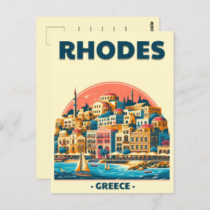 Retro Rhodes City - Greece holiday trip gifts Postcard