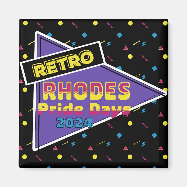 Retro Rhodes Pride Days 2024 magnet (Front)