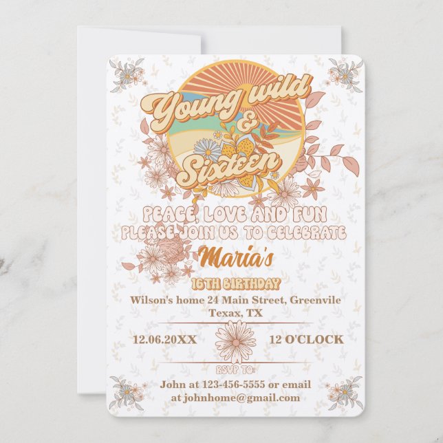 Retro rhythm the ultimate groovy 16th birthday invitation (Front)