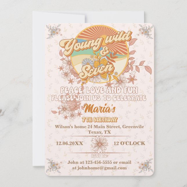 Retro rhythm the ultimate groovy 7th birthday invitation (Front)