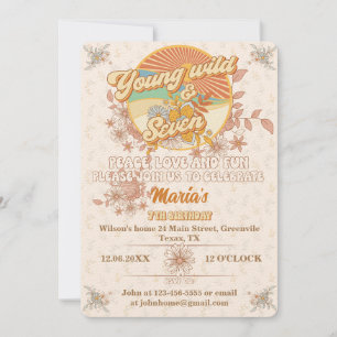 Retro rhythm the ultimate groovy 7th birthday invitation
