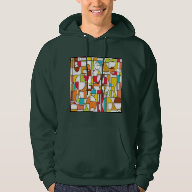 "Retro Rhythms" Abstract Geometry Hoodie (Front)