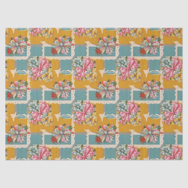 Retro Ribbon Christmas Gift Wrap Tissue Paper (Front)