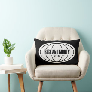 Retro Rick and Morty C-137 Dimension Badge Lumbar Cushion