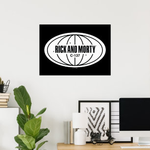 Retro Rick and Morty C-137 Dimension Badge Poster