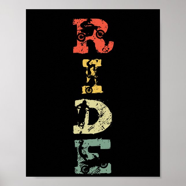 Retro Ride Dirt Bike Motocross Motorcycle Rider Poster (Front)