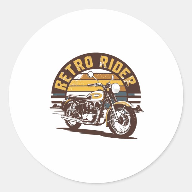 Retro Rider � Motorcycle Classic Round Sticker (Front)