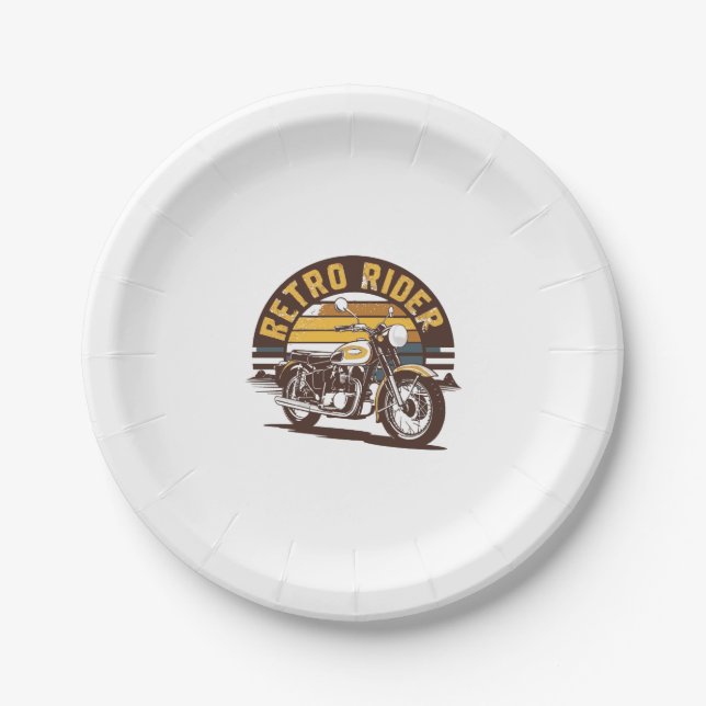 Retro Rider � Motorcycle Paper Plate (Front)