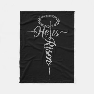 Retro Risen Cross for Boys Men Women Easter Day Fleece Blanket