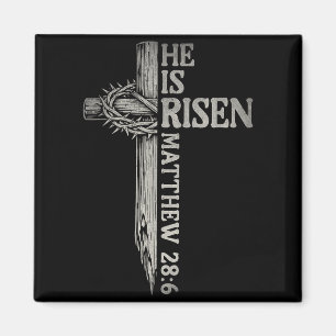 Retro Risen Cross for Boys Men Women Easter Day Magnet