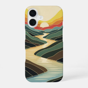 Retro River Glow iPhone 16 Case