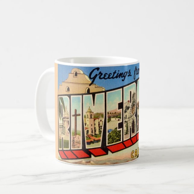 Retro Riverside California Greeting Mug (Front Left)